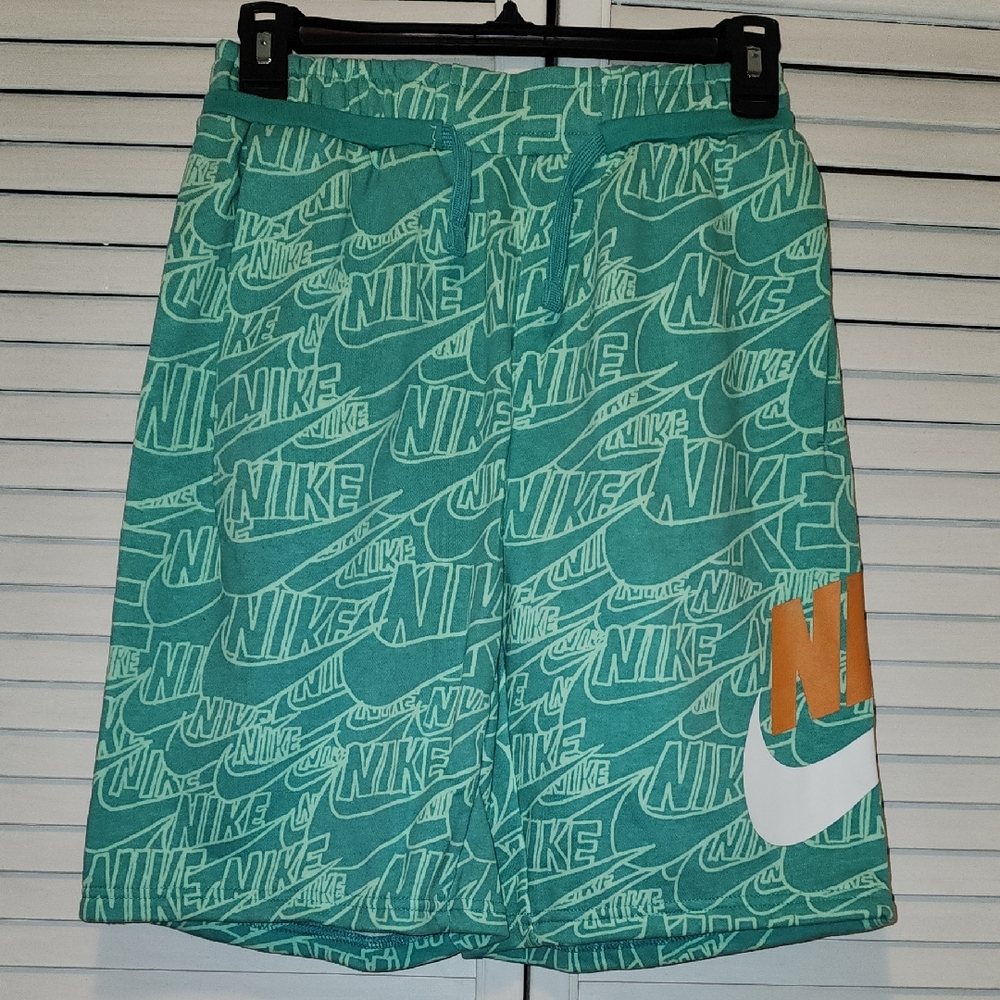 Nike Boy's Turquoise and Orange Patterned Shorts